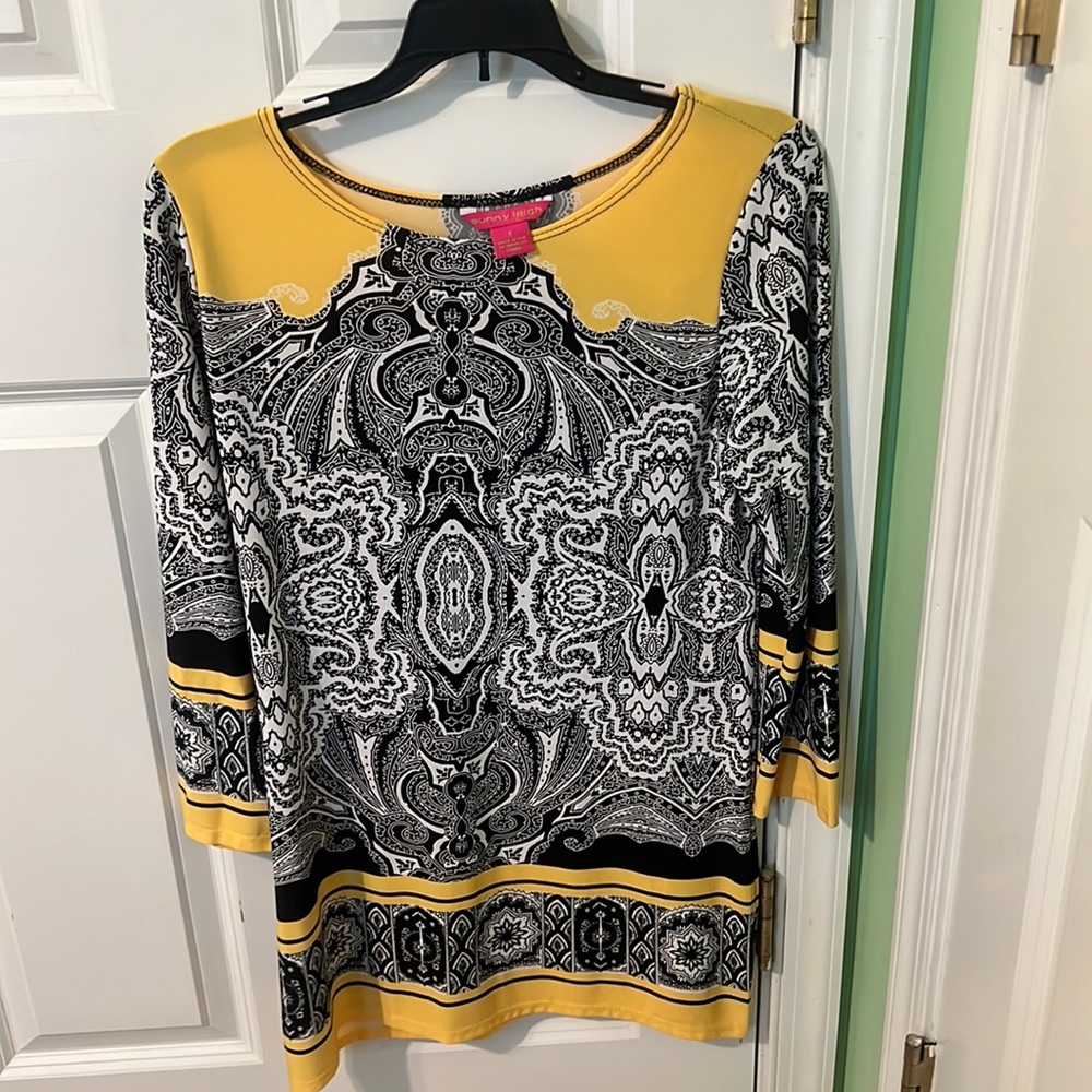 Yellow and black dress